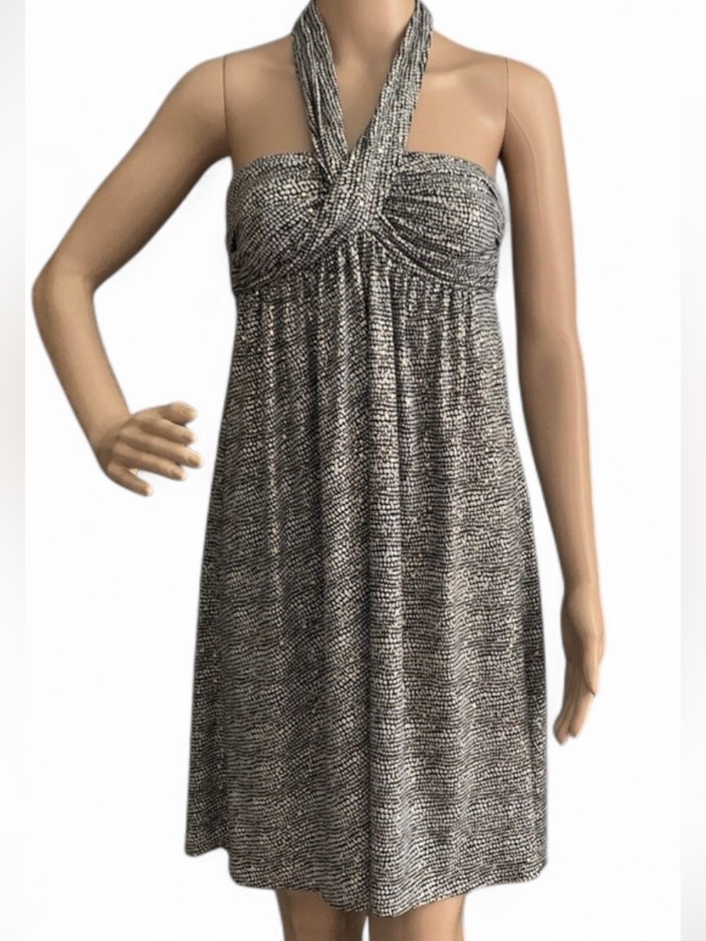 ✨ Vintage Y2K Express Metallic Halter Strapless Babydoll Mini Dress XS Going Out